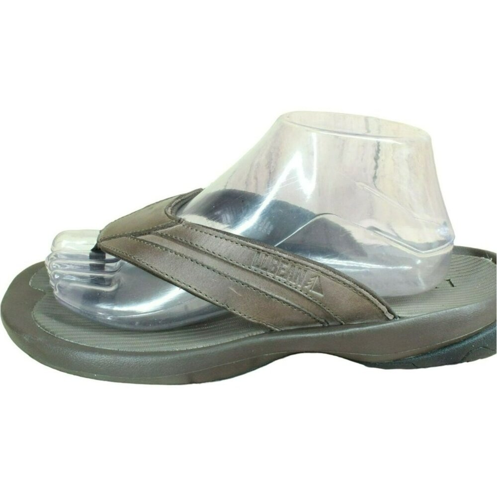 LL Bean Swift River Brown Leather Slip On Waterproof Flip Flops Sandals Size 9 M